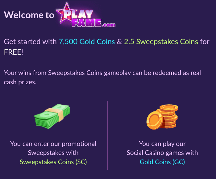 PlayFame sign-up bonus
